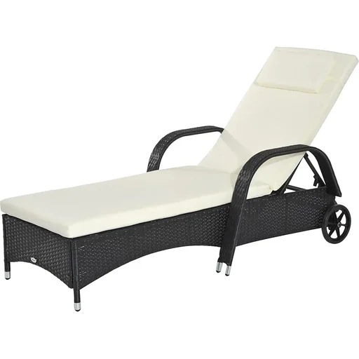 "Mobile Gartenliege schwarz Rattanliege Polyrattan image"