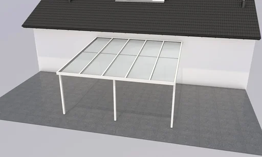 "Terrassendach Premium, weiß, 5100 x 5060 mm - Polycarbonat Stegplatten 16 mm, bronze image"