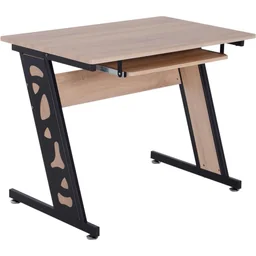 Computertisch PC-Tisch mit Tastaturauszug Schreibtisch Metall Eiche Schwarz 100 