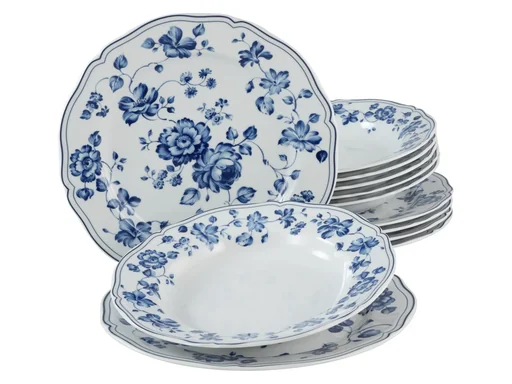 "Tafelservice Alba Royal Blue Flower 12-teilig image"