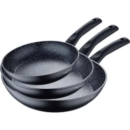 "Cheffinger 3er Pfannenset - Marmorbeschichtung - Schwarz image"