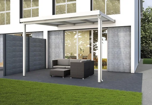 "Terrassendach Premium, weiß, 3094 x 3060 mm - Acryl Stegplatten 16mm, klar image"