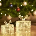 SET aus 2 Geschenkboxen - 2 verschiedene Größen - 15 und 20 cm hoch - 30 und 40 LED