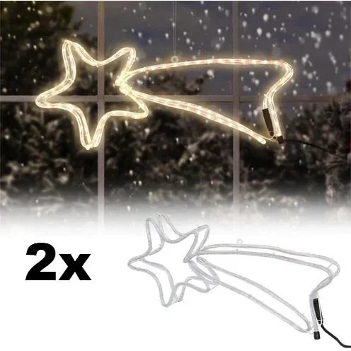 "Falling Stars SET of 2 - Lichterkette Stern - 144 Lichter - 4m - Metallrahmen image"