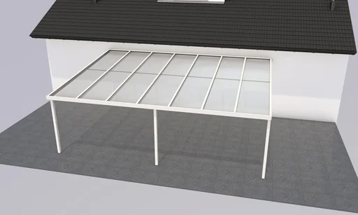 "Terrassendach Premium, weiß, 7120 x 5060 mm - Polycarbonat Stegplatten 16 mm, klar image"