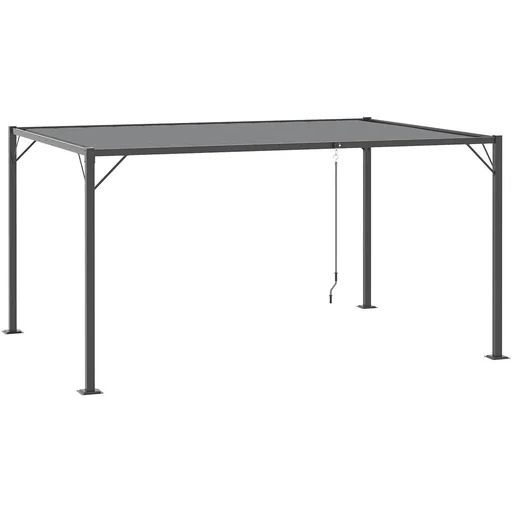 "Pavillon mit Lamellendach 4 x 3 m mit Handkurbel Verstellbares Dach Wetterfest Aluminium Grau image"