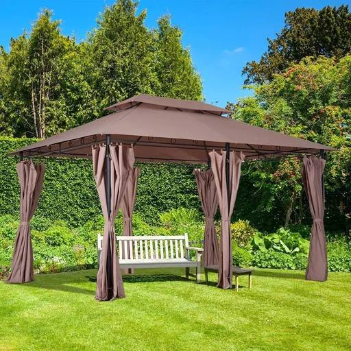 "Pavillon Gartenpavillon Partyzelt Gartenzelt Festzelt Doppeldach 3x4m Schwarz+Kaffee image"