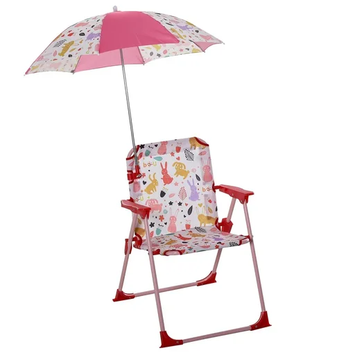 "Kinder-Campingstuhl mit Sonnenschirm Klappstuhl für 1-3 Jahre leichte Gewicht Metall Rot 39 x 39 x 52cm image"