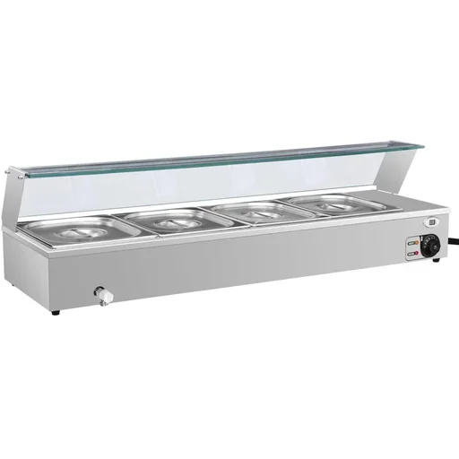 "Speisenwärmer Bain-Marie mit 4 Schalen GN 1/2 aus Edelstahl image"