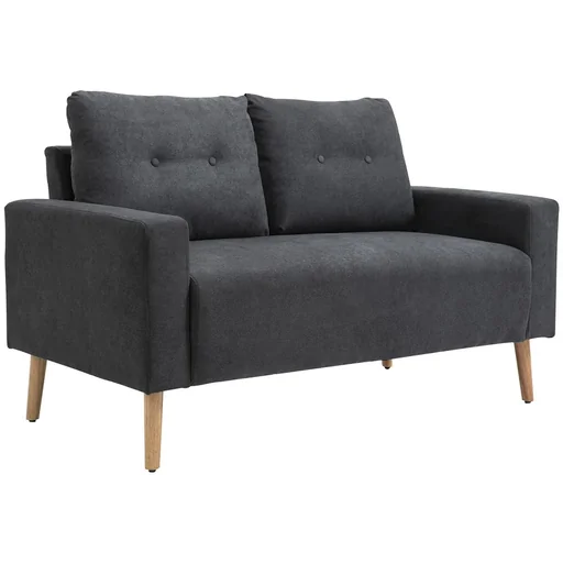 "Sofa, 2-Sitzer, skandinavisches Design, hoher Komfort Relaxsessel mit Armlehne, Gummiholzbeine, Dunkelgrau, 145x76x88 cm image"