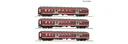 Wagenset mit drei Regionalzugwagen ex „Silberling“ der Deutschen Bahn