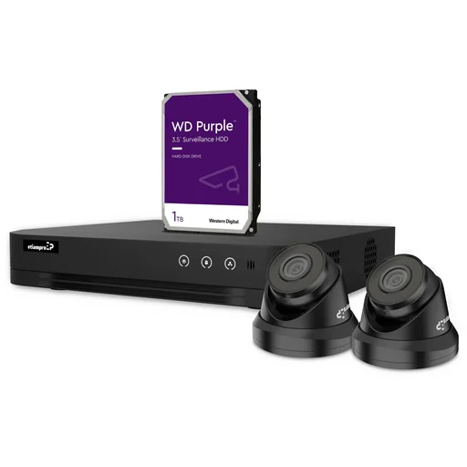 "ip-überwachungskamera-set - 4-kanal-netzwerk-videorekorder - 2 x ip-dome-kamera - festplatte 1 tb - kabel image"