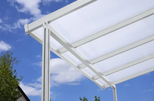 "Terrassendach Premium, weiß, 4102 x 4060 mm - Polycarbonat Stegplatten 16 mm, bronze image"