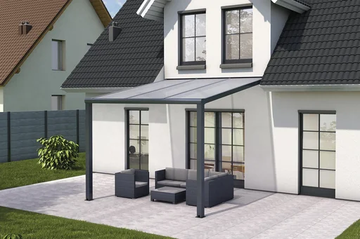 "Terrassendach Pro, anthrazit, 3 x 3 m - Polycarbonat Stegplatten 16mm, klar image"
