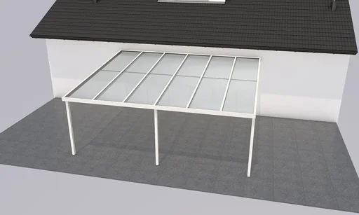 "Terrassendach Premium, weiß, 6110 x 5060 mm - Polycarbonat Stegplatten 16 mm, klar image"