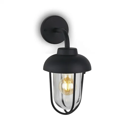 "Außenleuchte 1-flammig, Metall-Glas / schwarz, IP44, E27 Fassung image"