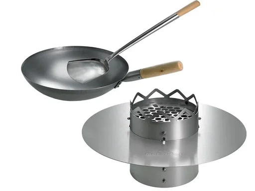 "WOK N BBQ Komplettpaket - für Kugelgrill (67cm) inkl. Stahlwok, Ablagering und Woklöffel image"