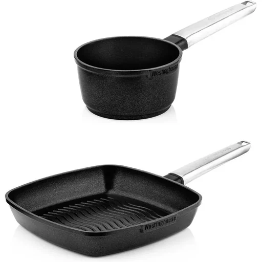 "Performance Series Töpfe & Pfannen - Stielkasserolle 18 cm + Grillpfanne 28 cm - Schwarz image"