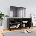 TV-Schrank mit Rollen 90x35x35 cm Spanplatte Hochglanz schwarz