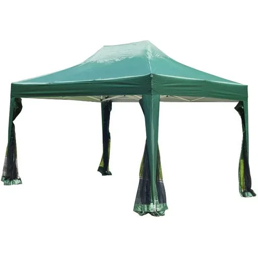 "Faltpavillon mit Netzseitenteilen 3 x 4,5m mit Tragetasche grün image"