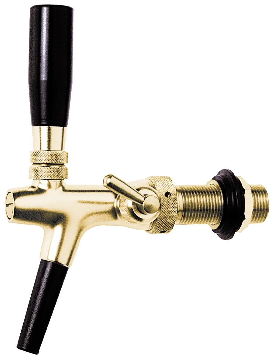 Zapfhahn, Kompensatorhahn, Bierzapfhahn, Schankhahn - vergoldet, 10 mm Ausführung, Gewindelänge: 35 mm