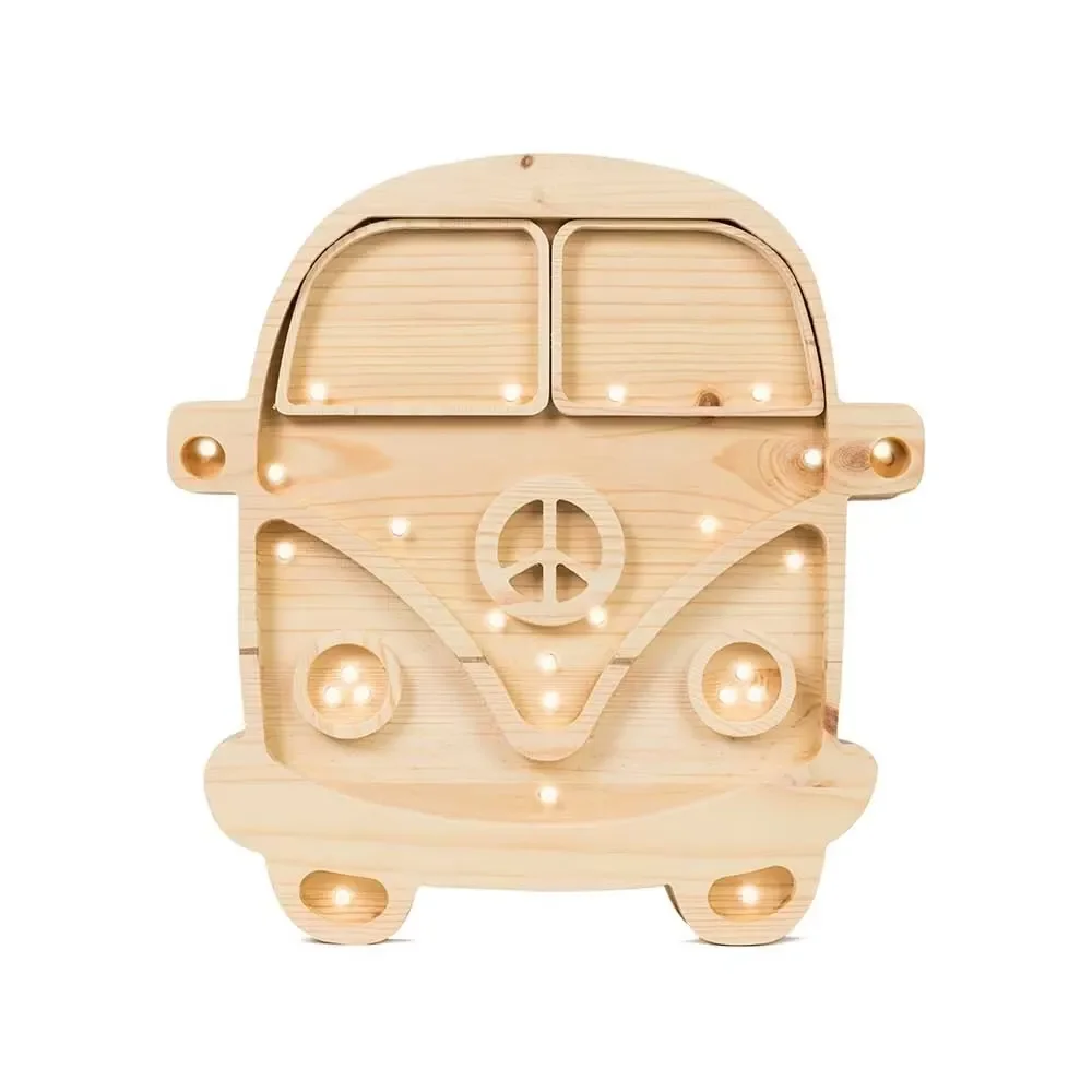 "Little Lights Nachtlicht Kinder, Nachtlampe Wohnmobil - 100% Kiefernholz natur, Farbe: Holz image"