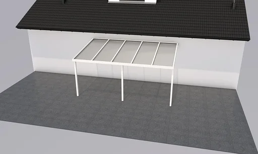 "Terrassendach Premium, weiß, 5100 x 3060 mm - Polycarbonat Stegplatten 16 mm, weiß gestreift image"