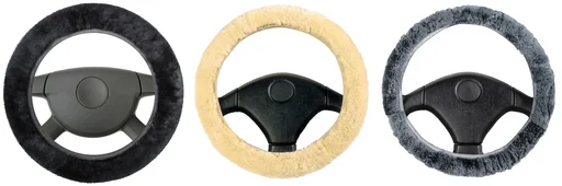 "Lenkradbezug Lammfell, Lenkradschoner, Beige image"