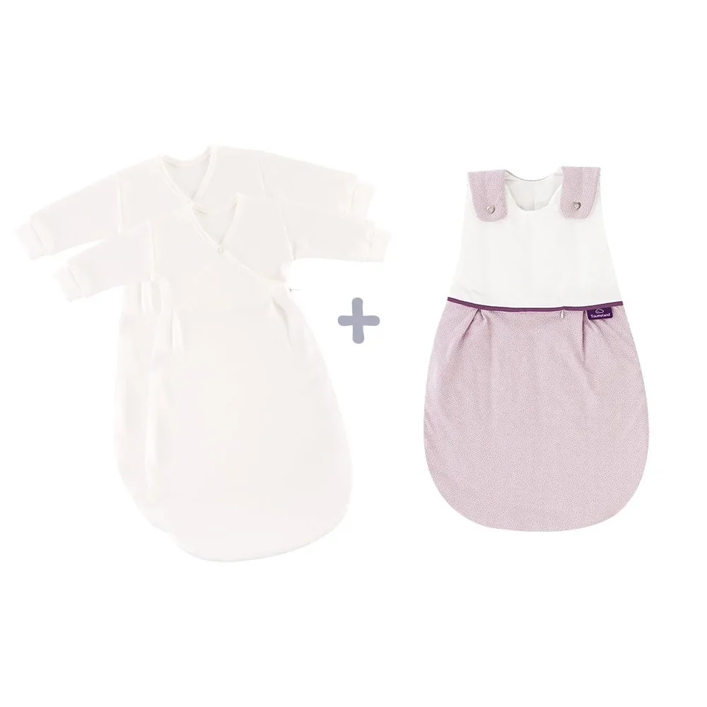 "Träumeland Liebmich Baby Schlafsack, Schlummersack, Innenschlafsack 3tlg. Set - Punkte Rosa, Grösse: 80/86 image"