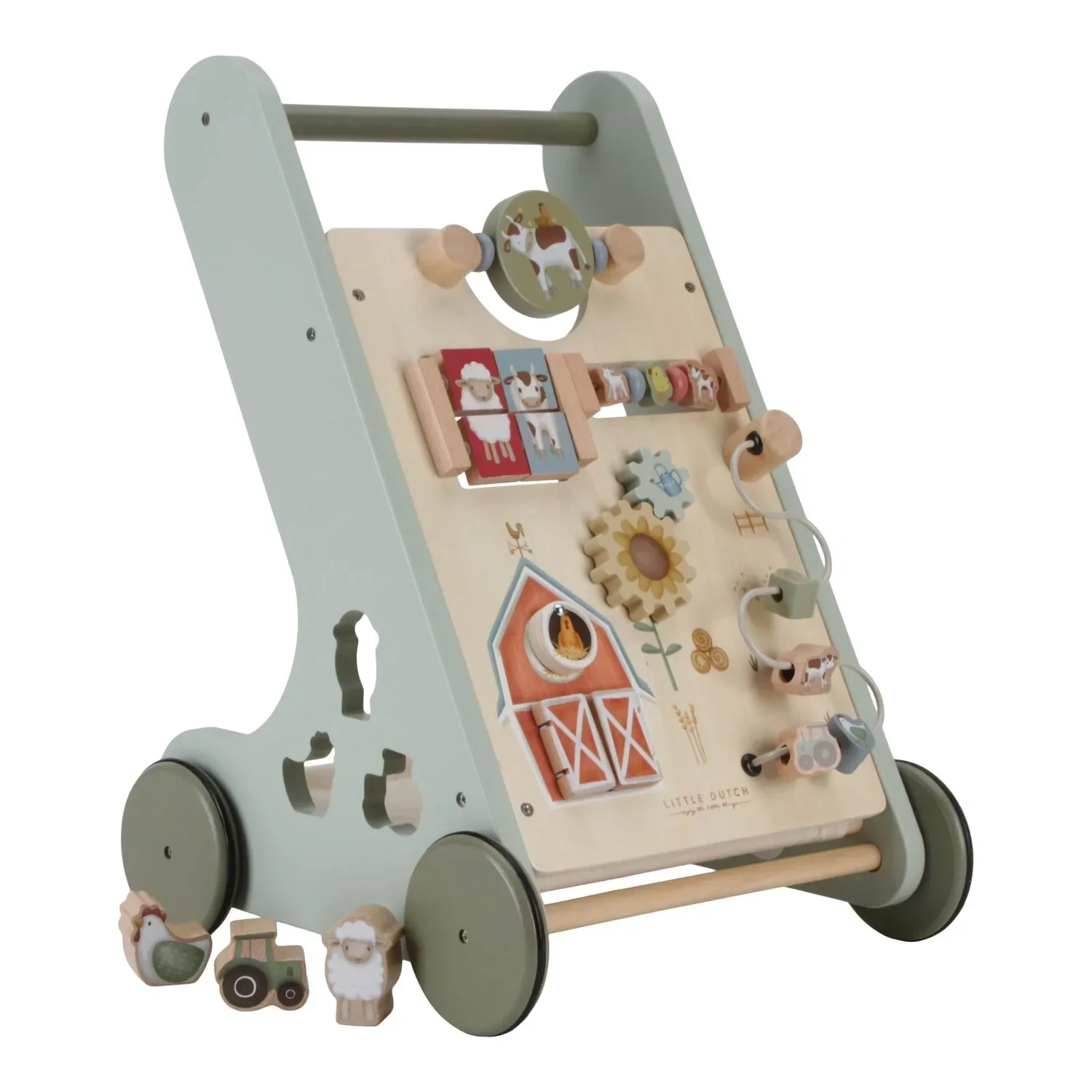 "Little Dutch Lauflernwagen Little Farm: Aktivitätswagen aus Holz mit Motorikspielzeug - Laufen lernen & Spielen (ab 12 Monaten) image"