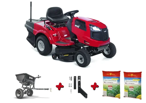 "Rasentraktor Smart RE 125 Aktion inklusive Anhänge-Streuer, Kupplung und 2x Rasenlangzeitdünger 450m² image"