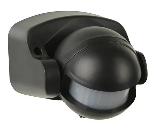 Bewegungsmelder 180° IP44, schwarz, max. 1000 W, Reichweite max. 12 m
