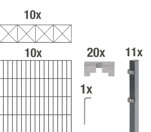 "Doppelstabmattenzaun Sets anthrazit mit Dekorelement "Nexus", Länge: 20 m, Höhe: 120 cm image"