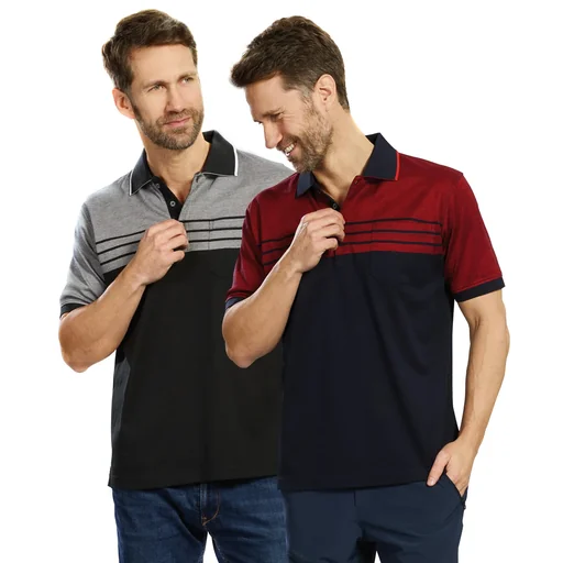 "Poloshirt geknöpft, Farbe marine/rot, Gr.L image"