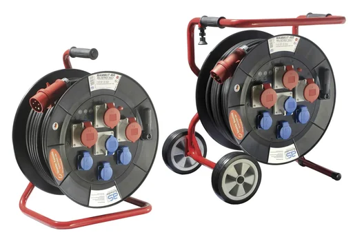"Profi-Trommel Mammut 460 Version 2, 40m, 3 Steckdosen 230V, 3+1-CEE Steckdosen, mit Trage- und Fußgestell image"