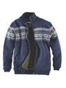 Strickjacke mit Berberfleece, Farbe marine, Gr.M