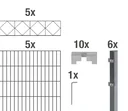 Doppelstabmattenzaun Sets anthrazit mit Dekorelement "Bergen", Länge: 10 m, Höhe: 160 cm