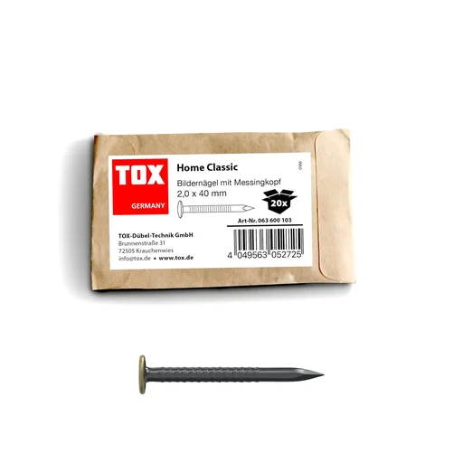 "Bildernagel Home Classic mit Messingkopf 2,0 x 40 mm, 20 Stück image"