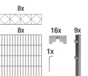Doppelstabmattenzaun Sets anthrazit mit Dekorelement "Bergen", Länge: 16 m, Höhe: 120 cm