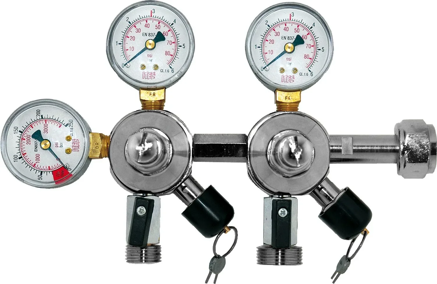 "Druckminderer, СO2 Manometer - 2 Druckanzeigen für Bier und AFG, Zapfanlage 3 und 7 Bar image"