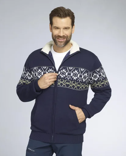 "Strickjacke gefüttert, Farbe navy/grün, Gr.XL image"