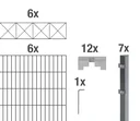 Doppelstabmattenzaun Sets anthrazit mit Dekorelement "Nexus"", Länge: 12 m, Höhe: 140 cm