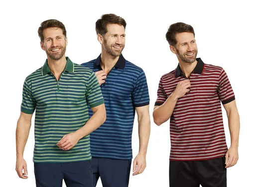 "Poloshirt, Farbe grün/blau gestreift, Gr.M image"