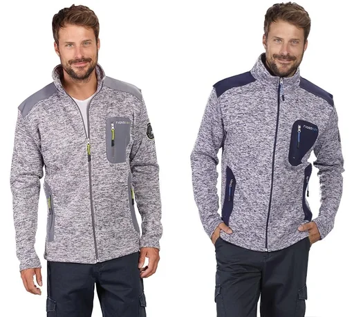 "Strickfleece Jacke mit Reißverschluß, Farbe marine/grau melange, Gr. 3XL image"