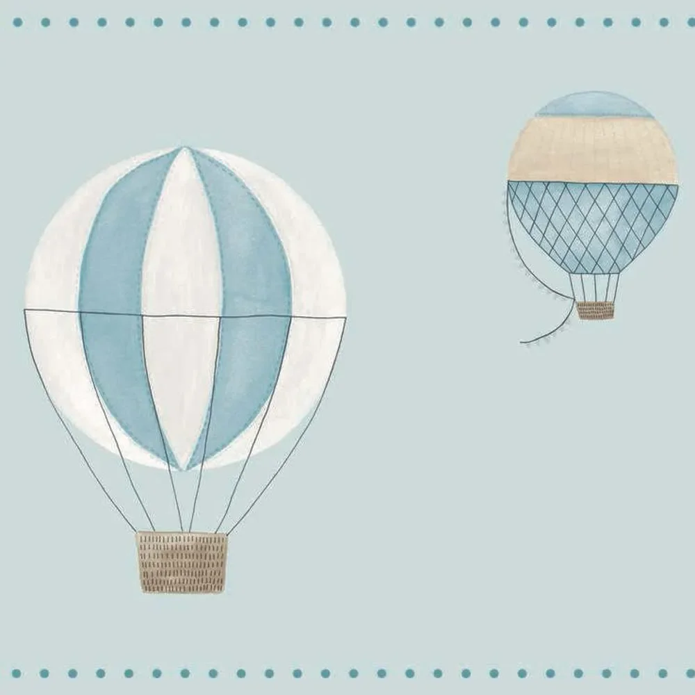 "Casadeco My Little World Bordüre Heissluftballons blau braun image"