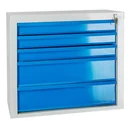 Schubladenschrank / Werkzeugschrank mammut, 5 Schubladen, RAL7035 / 5012