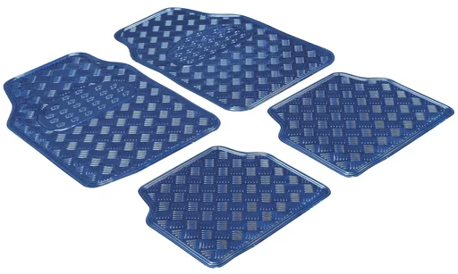 "Auto Gummimatten Metallic Riffelblech look silber maxi-4 teilig, 2 Vordermatten 68x44,5 cm, 2 Rückmatten 39,5x 44,5 cm image"