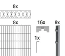 Doppelstabmattenzaun Sets anthrazit mit Dekorelement "Eleganz", Länge: 16 m, Höhe: 100 cm