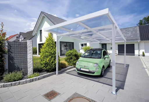 "Carport Premium, weiß, 3094 x 5620 mm - Polycarbonat Stegplatten 16 mm, klar image"