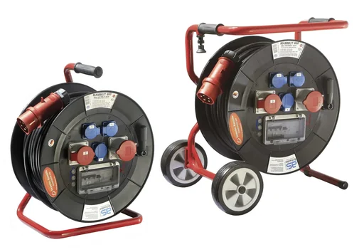 "Profi-Trommel Mammut 460 Version 3, 30m, 3 Steckdosen 230V, 1+1-CEE Steckdosen, mit klappbarem Fußgestell image"